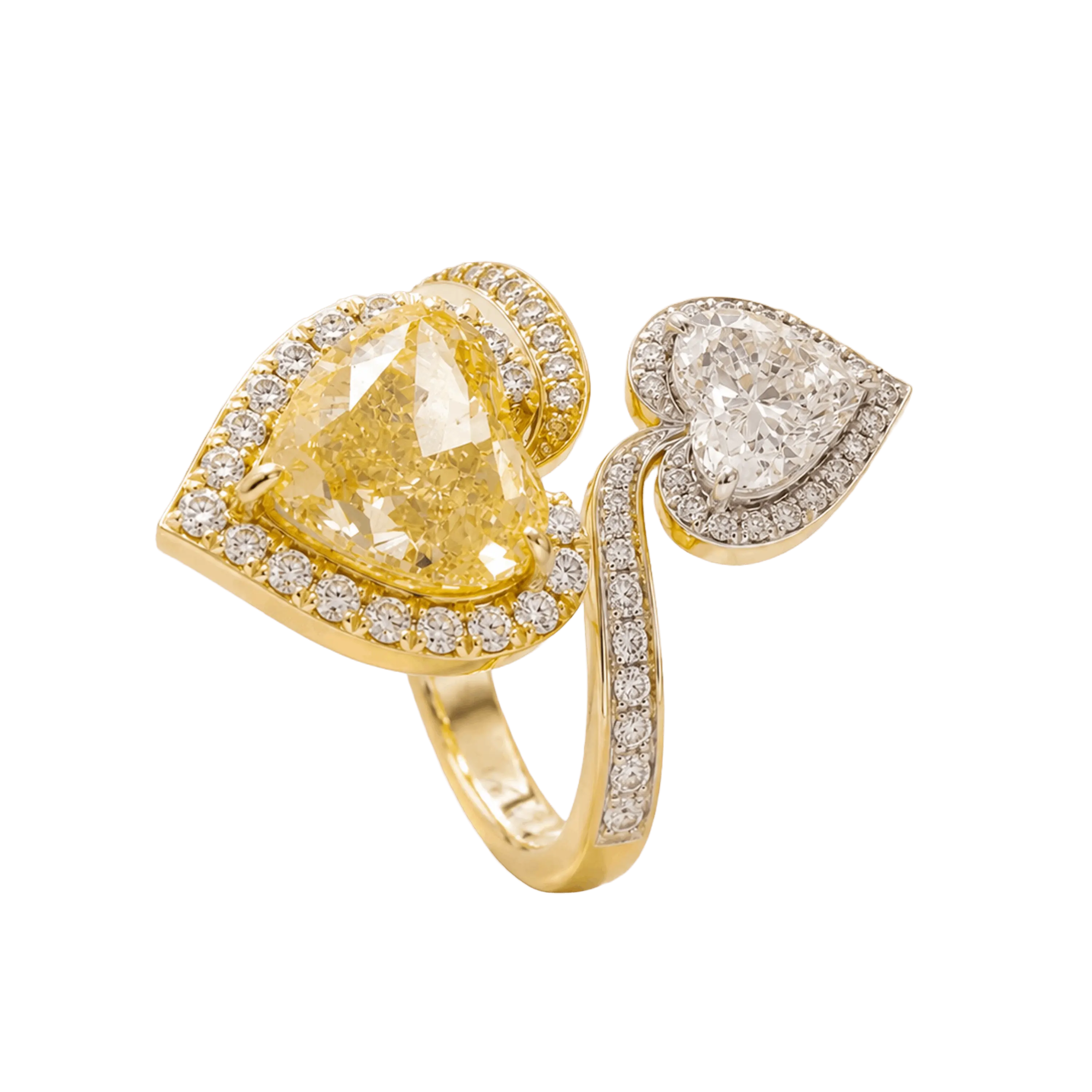 Golden Heart Dual-Tone Diamond Ring