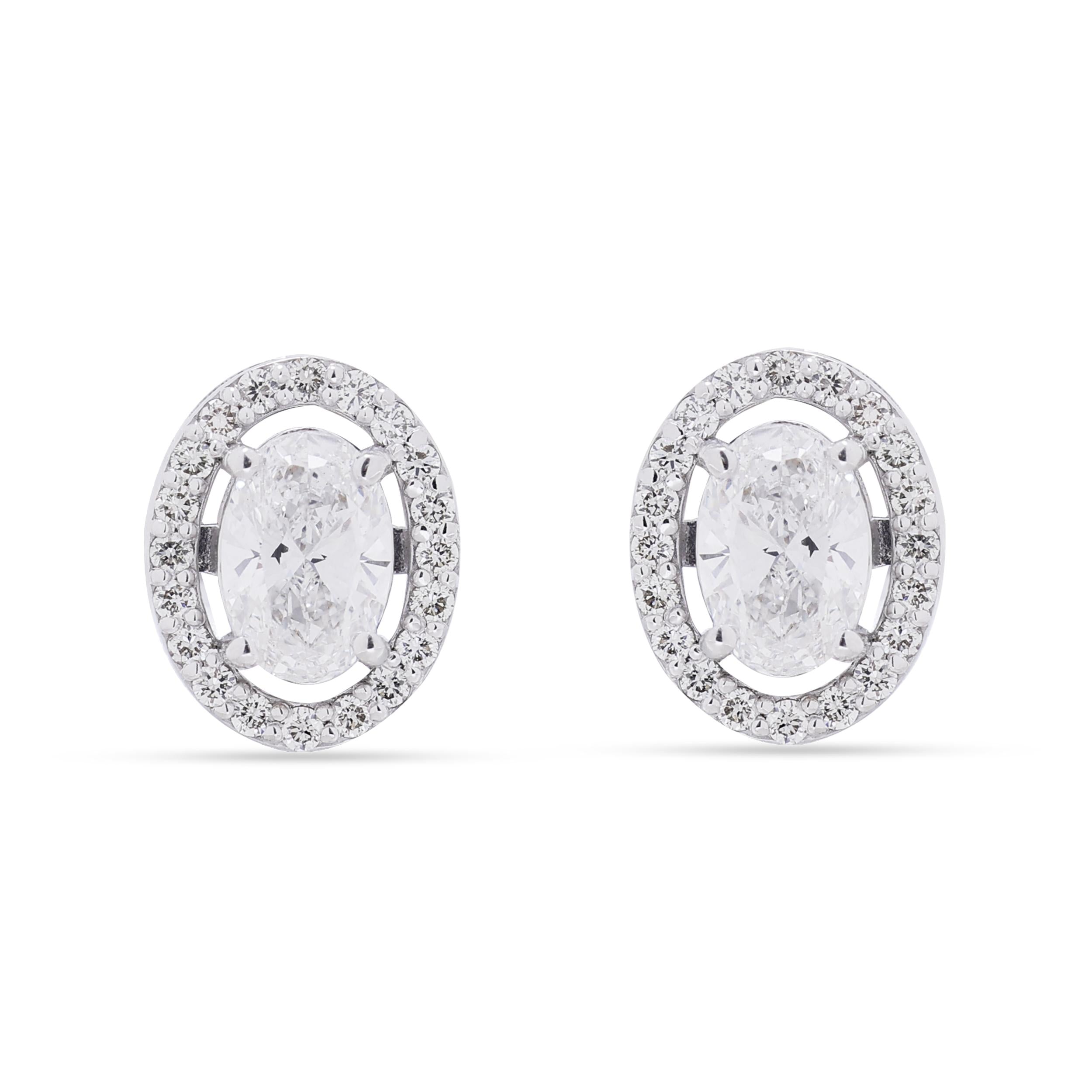 Oval Diamond Stud Earrings