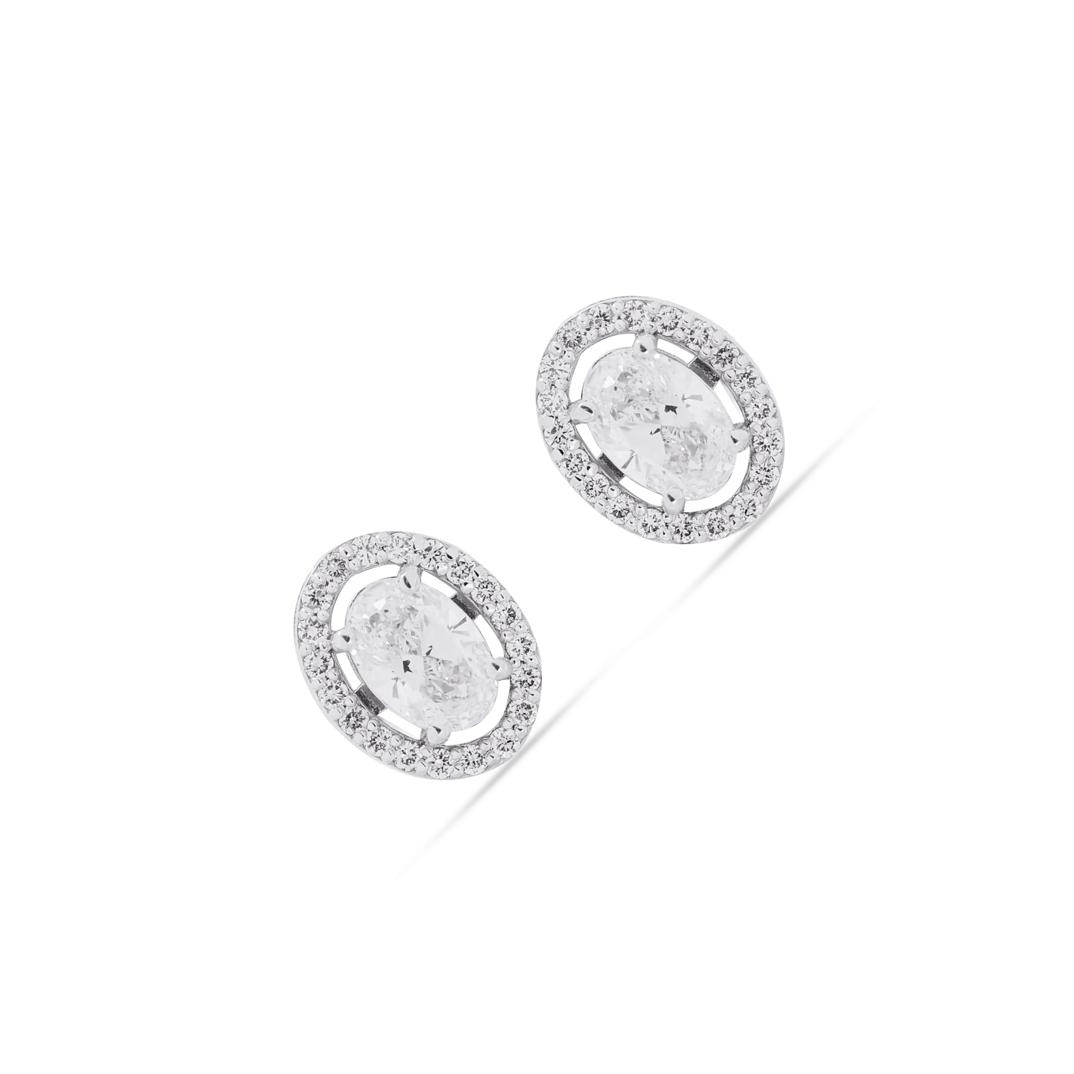 Oval Diamond Stud Earrings
