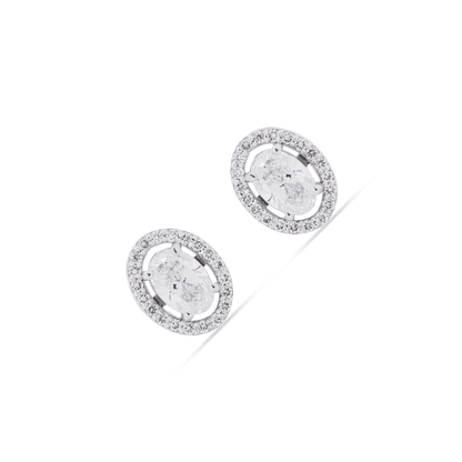 Oval Diamond Stud Earrings