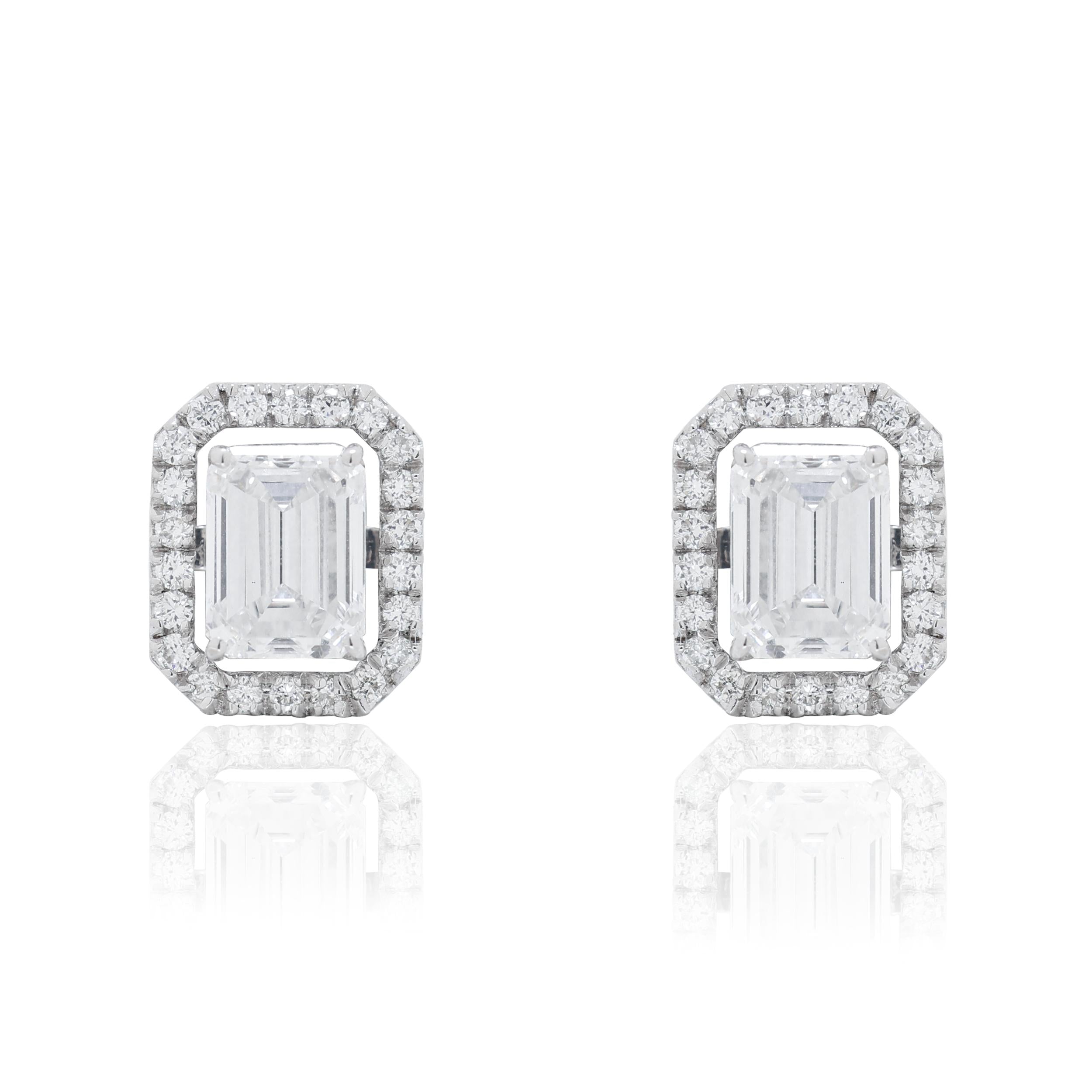 Emerald-Cut Diamond Framed Earrings