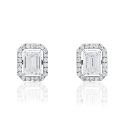 Emerald-Cut Diamond Framed Earrings