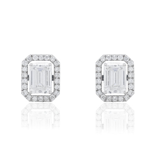 Emerald-Cut Diamond Framed Earrings