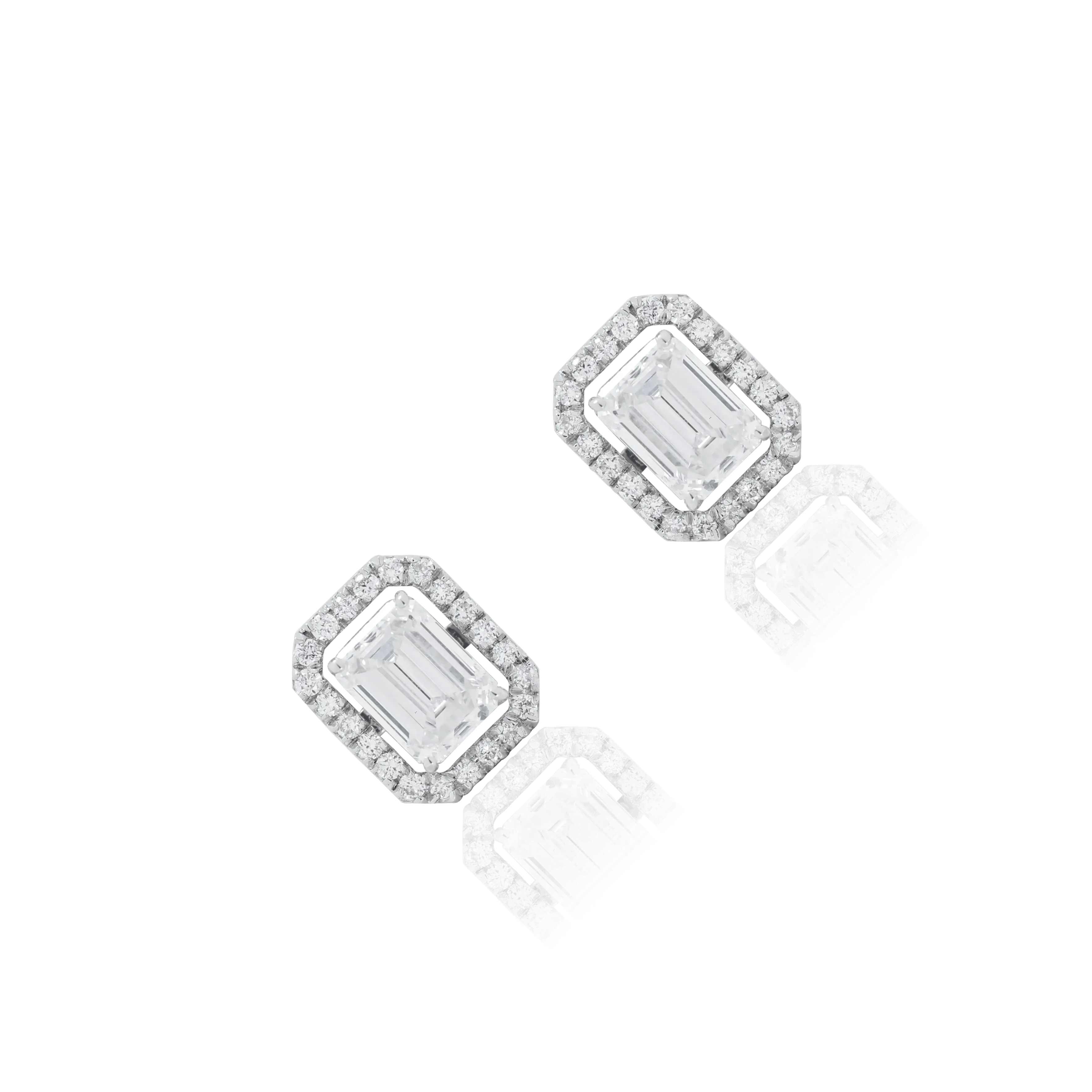 Emerald-Cut Diamond Framed Earrings