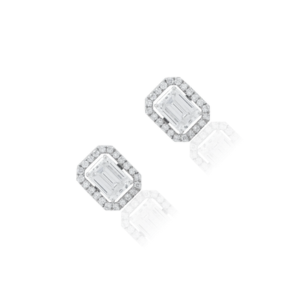 Emerald-Cut Diamond Framed Earrings