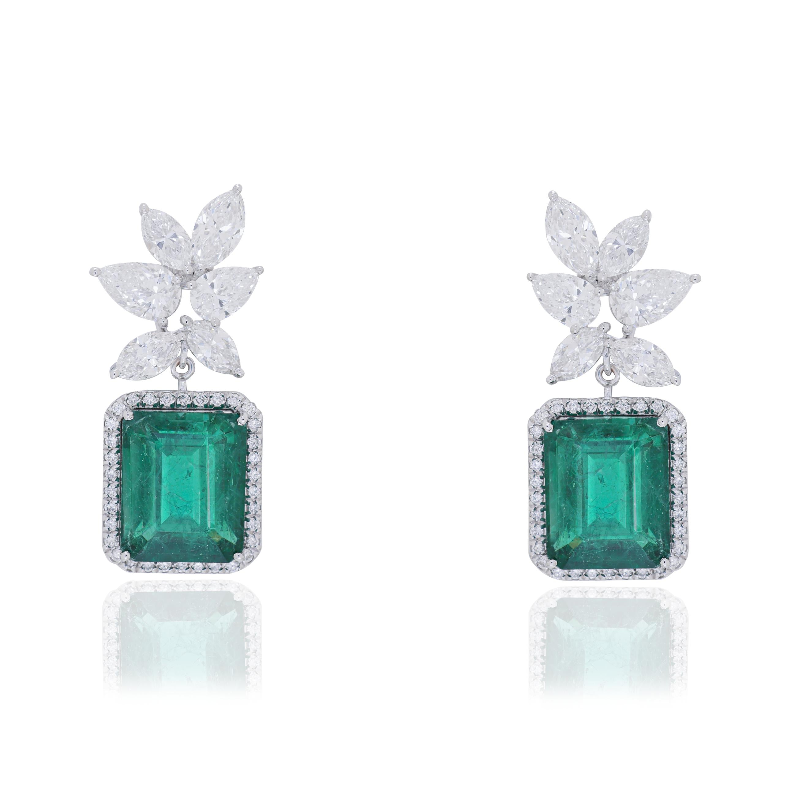 Emerald & Diamond Butterfly Drop Earrings