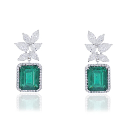 Emerald & Diamond Butterfly Drop Earrings