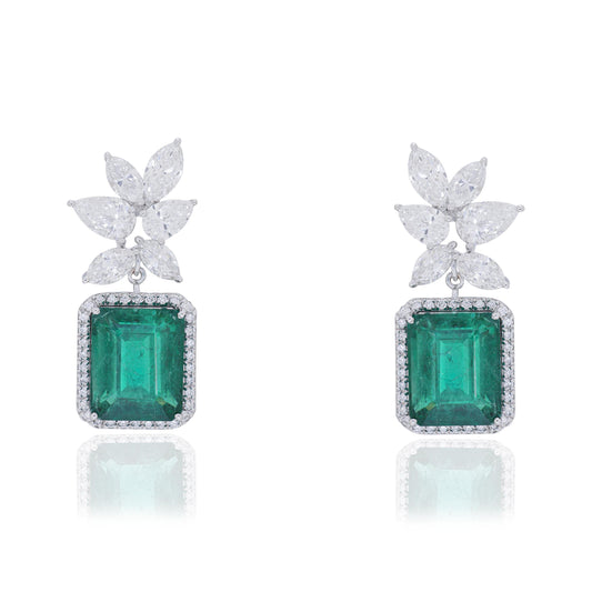 Emerald & Diamond Butterfly Drop Earrings