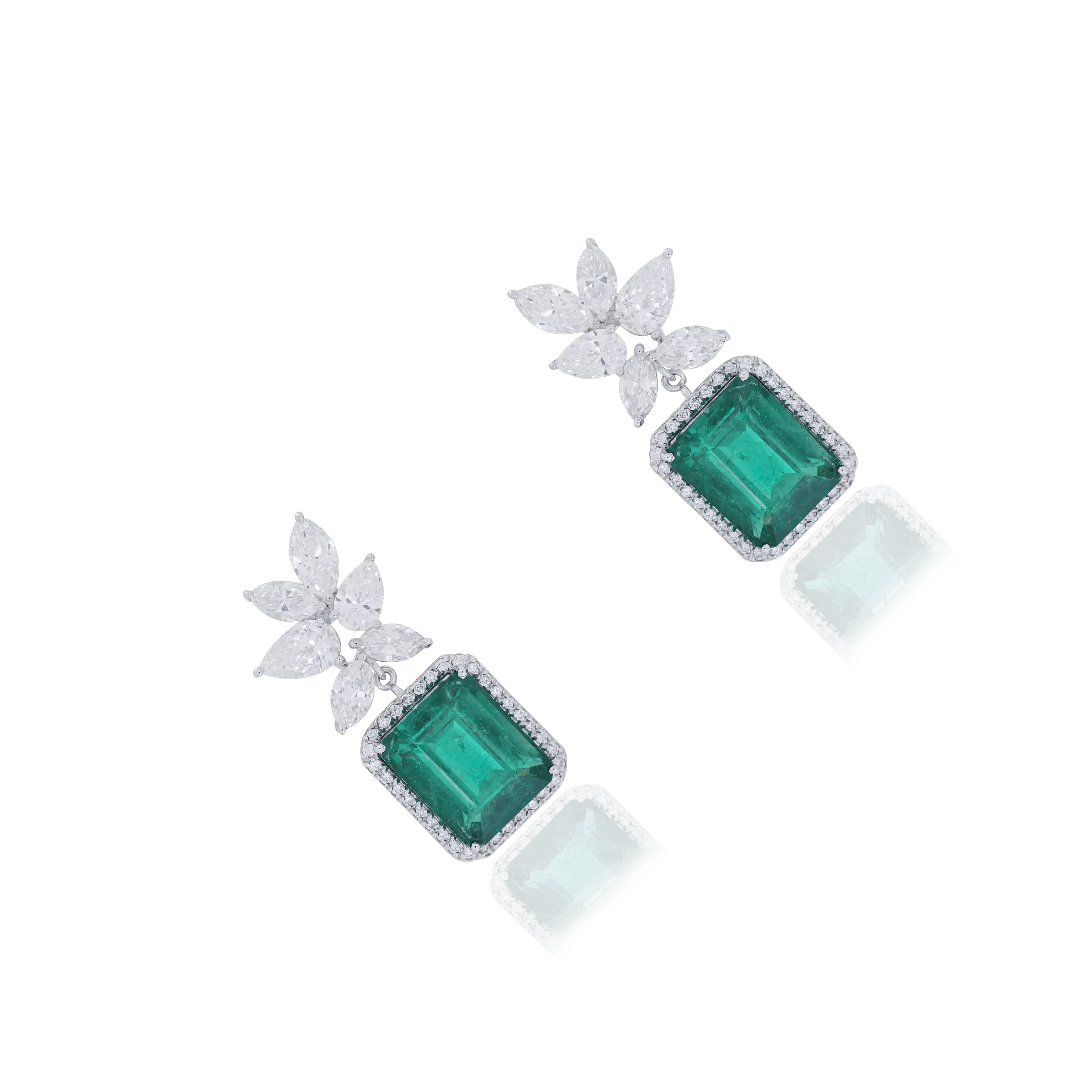Emerald & Diamond Butterfly Drop Earrings