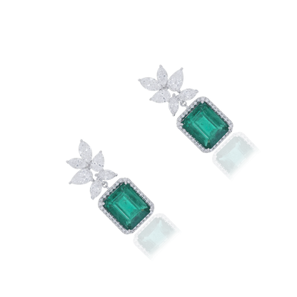 Emerald & Diamond Butterfly Drop Earrings