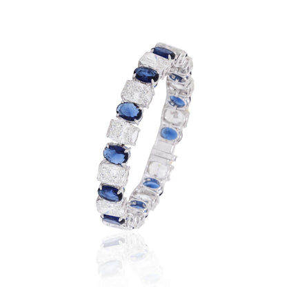 Blue Stone & White Diamond Link Bracelet