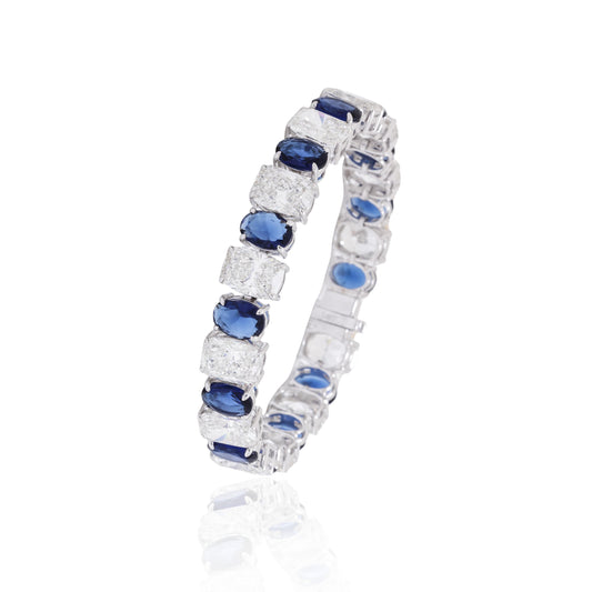 Blue Stone & White Diamond Link Bracelet