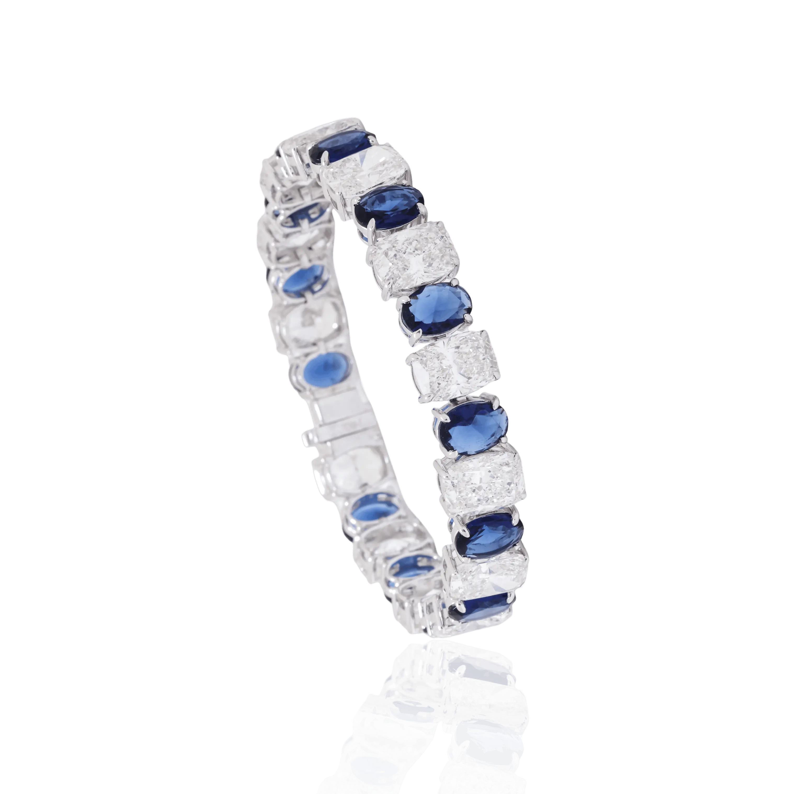 Blue Stone & White Diamond Link Bracelet