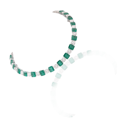Emerald & Diamond Alternating Link Necklace