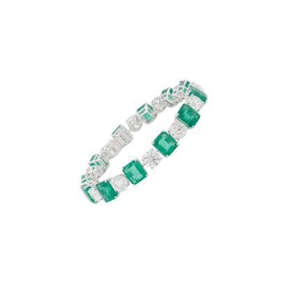 Emerald & Diamond Alternating Link Bracelet