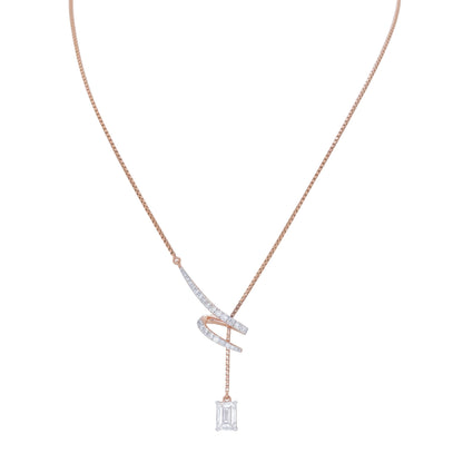 Rose Gold Curved Loop Pendant Necklace