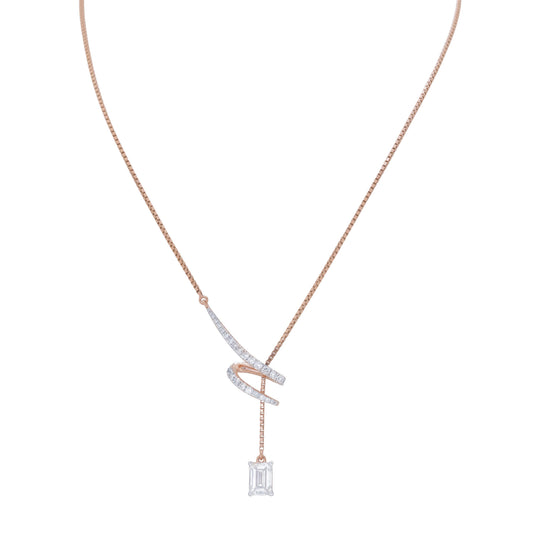 Rose Gold Curved Loop Pendant Necklace