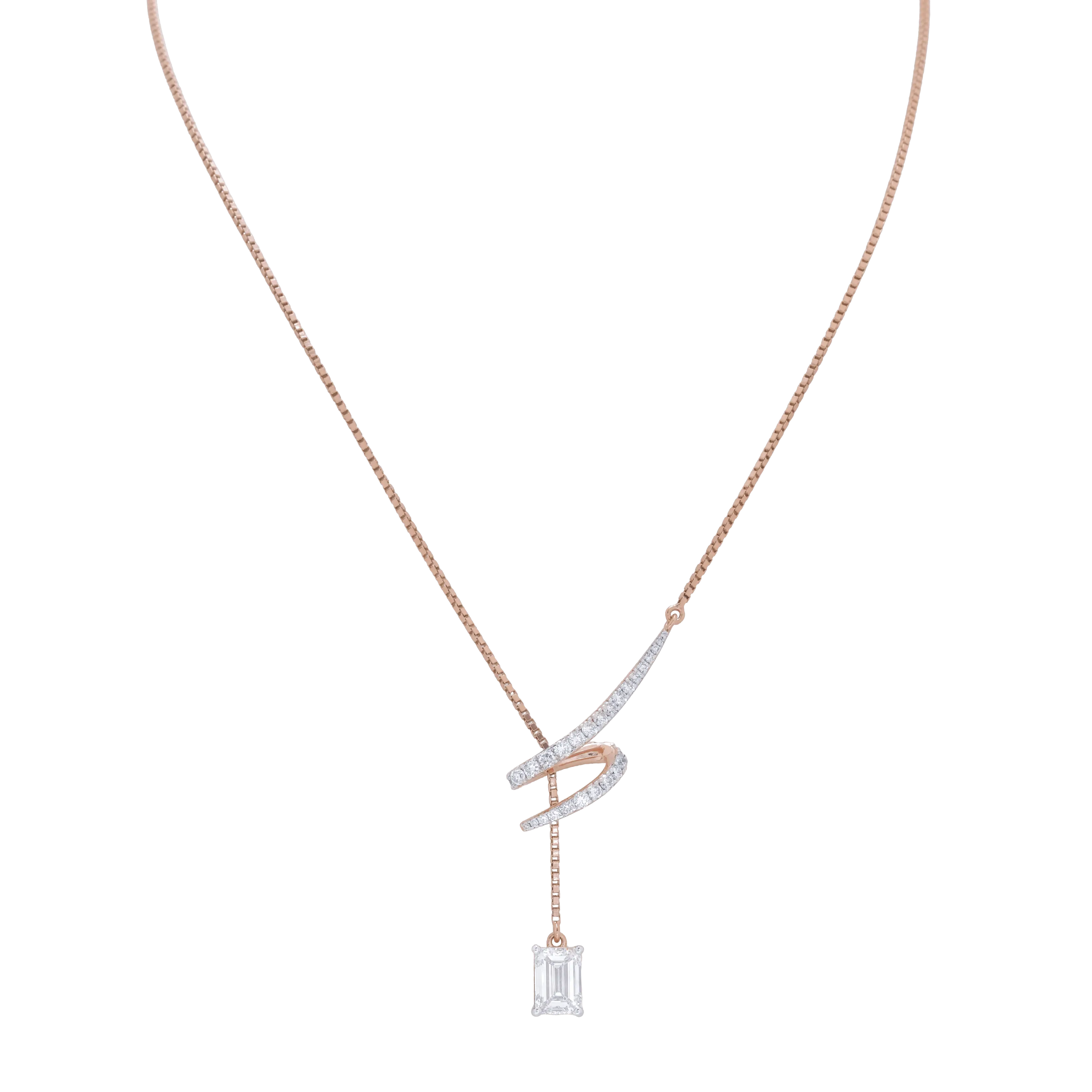 Rose Gold Curved Loop Pendant Necklace