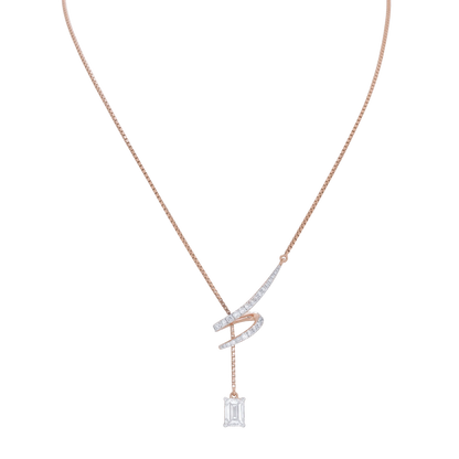Rose Gold Curved Loop Pendant Necklace