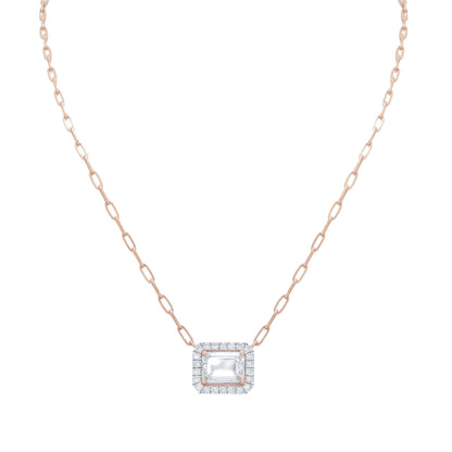 Rose Gold Emerald-Cut Diamond Pendant Necklace