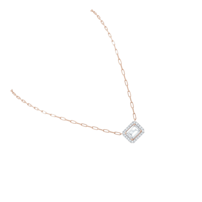 Rose Gold Emerald-Cut Diamond Pendant Necklace