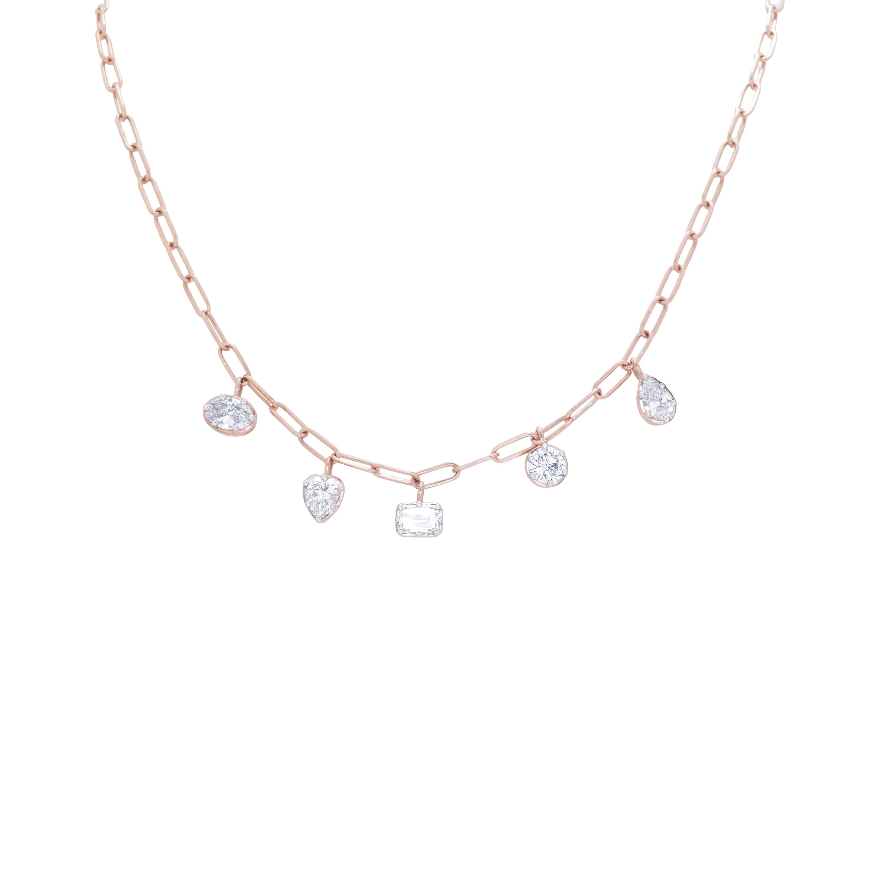 Rose Gold Multi-Shape Diamond Necklace