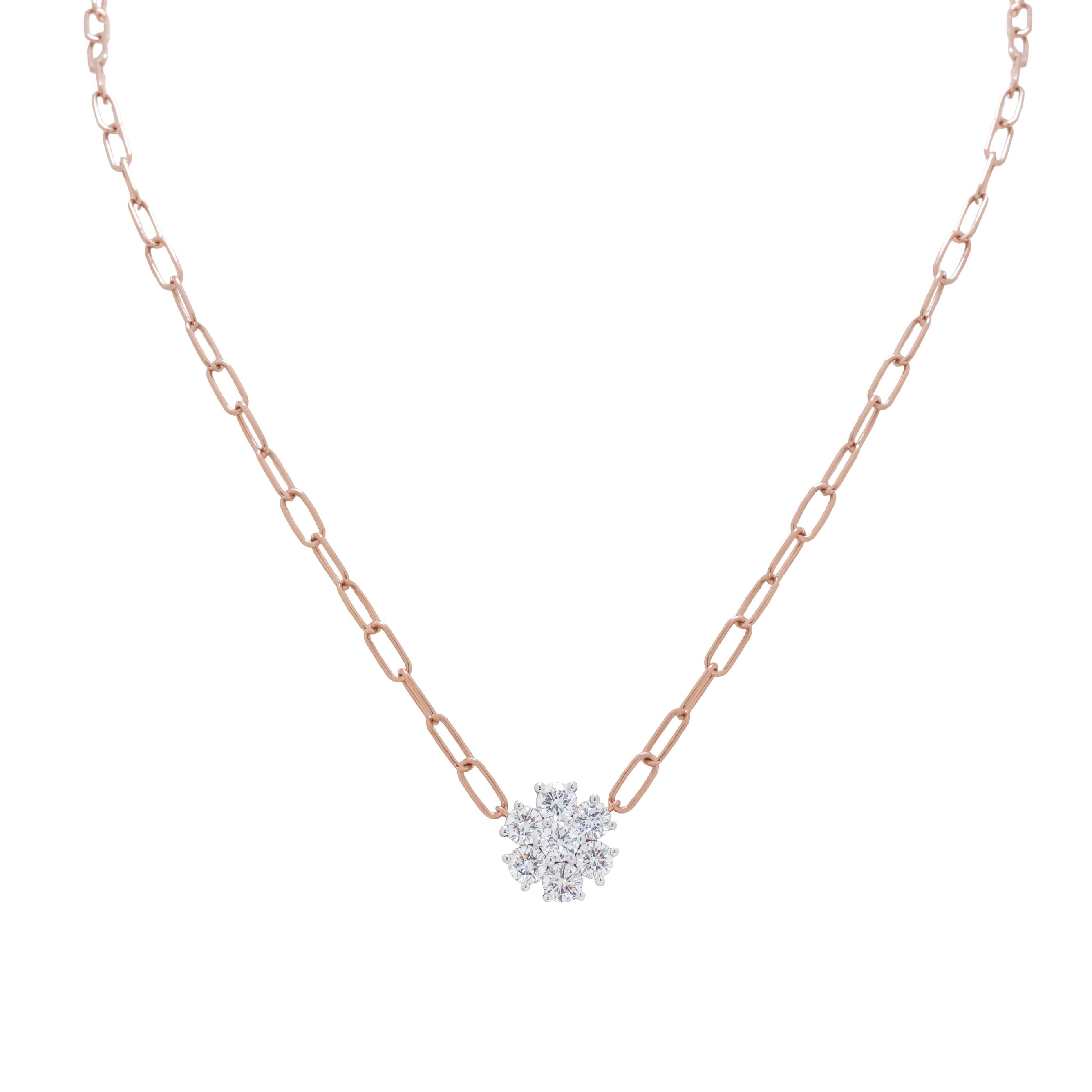 Diamond Floral Cluster Necklace