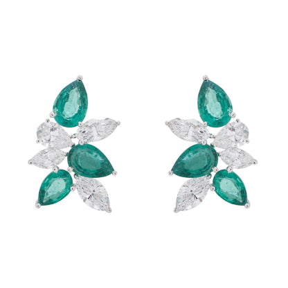 Emerald & Diamond Leaf Earrings