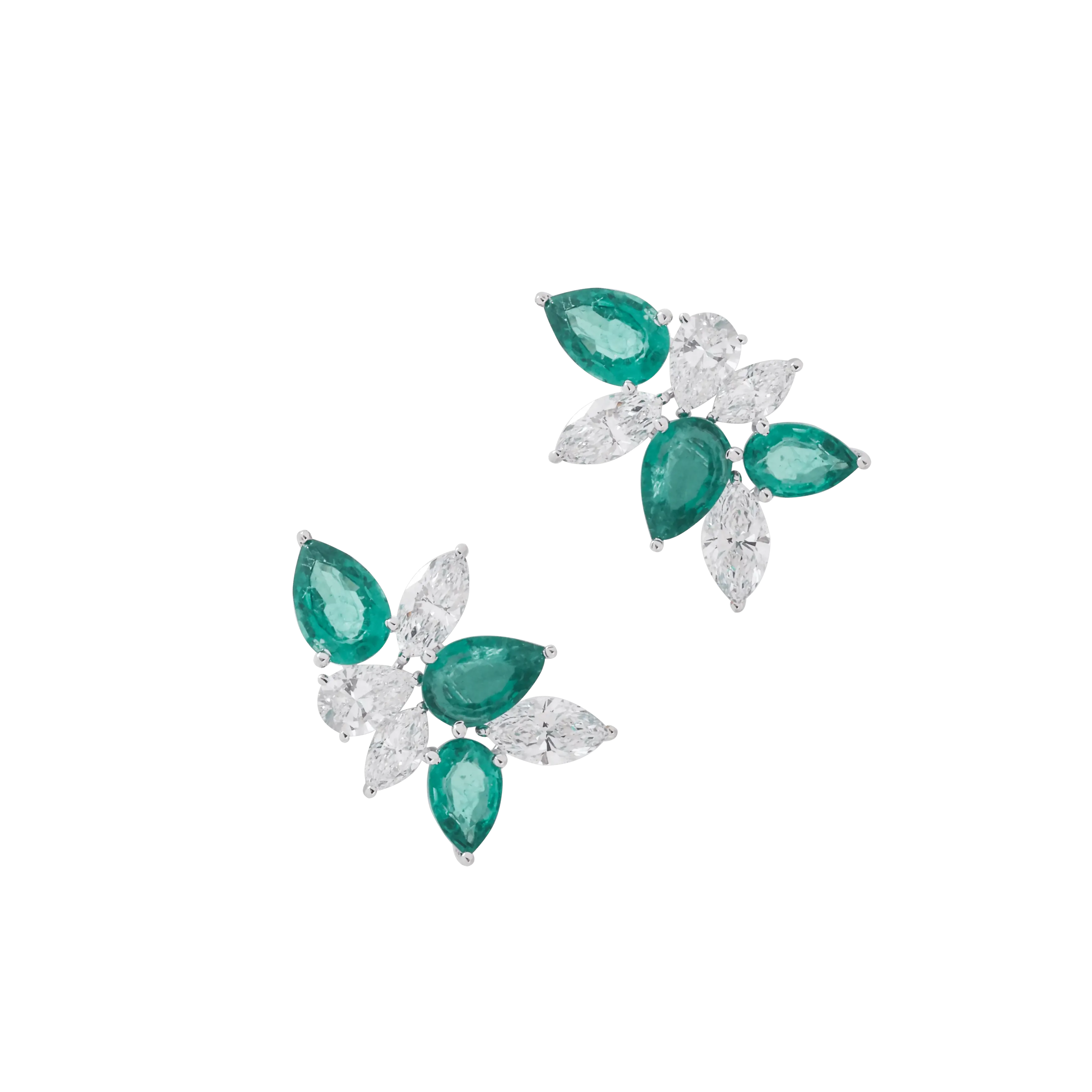 Emerald & Diamond Leaf Earrings