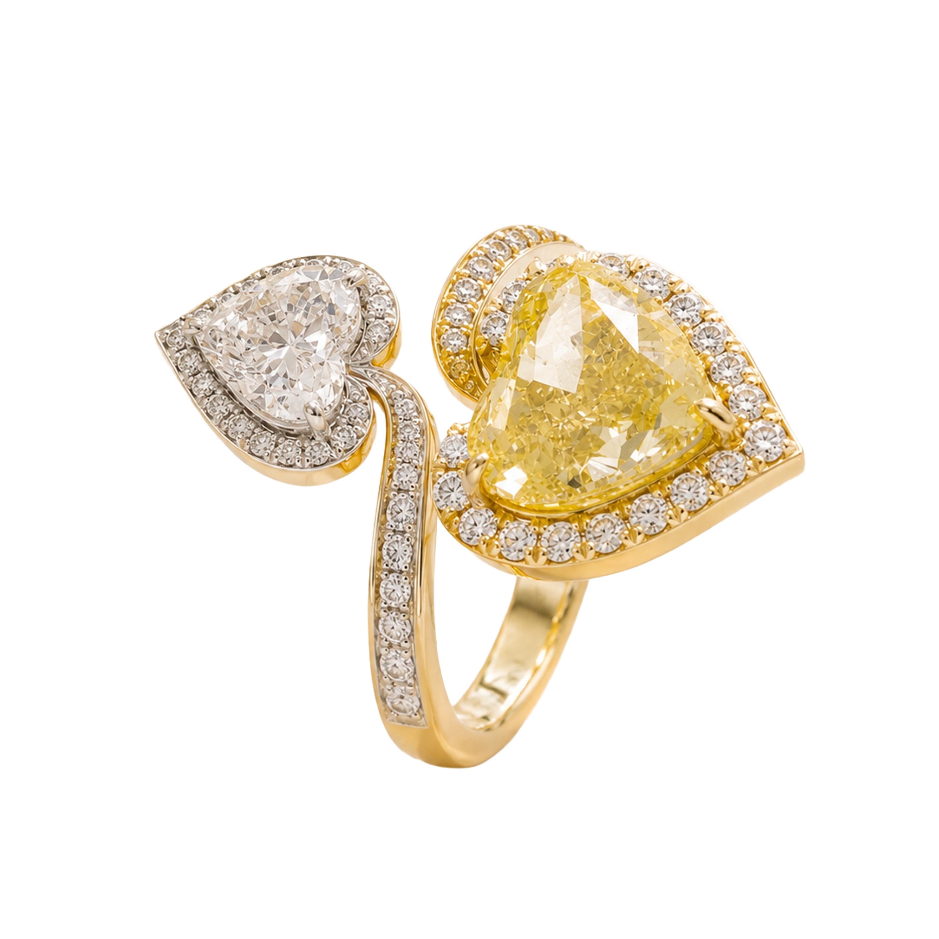Golden Heart Dual-Tone Diamond Ring