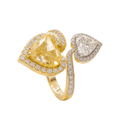 Golden Heart Dual-Tone Diamond Ring