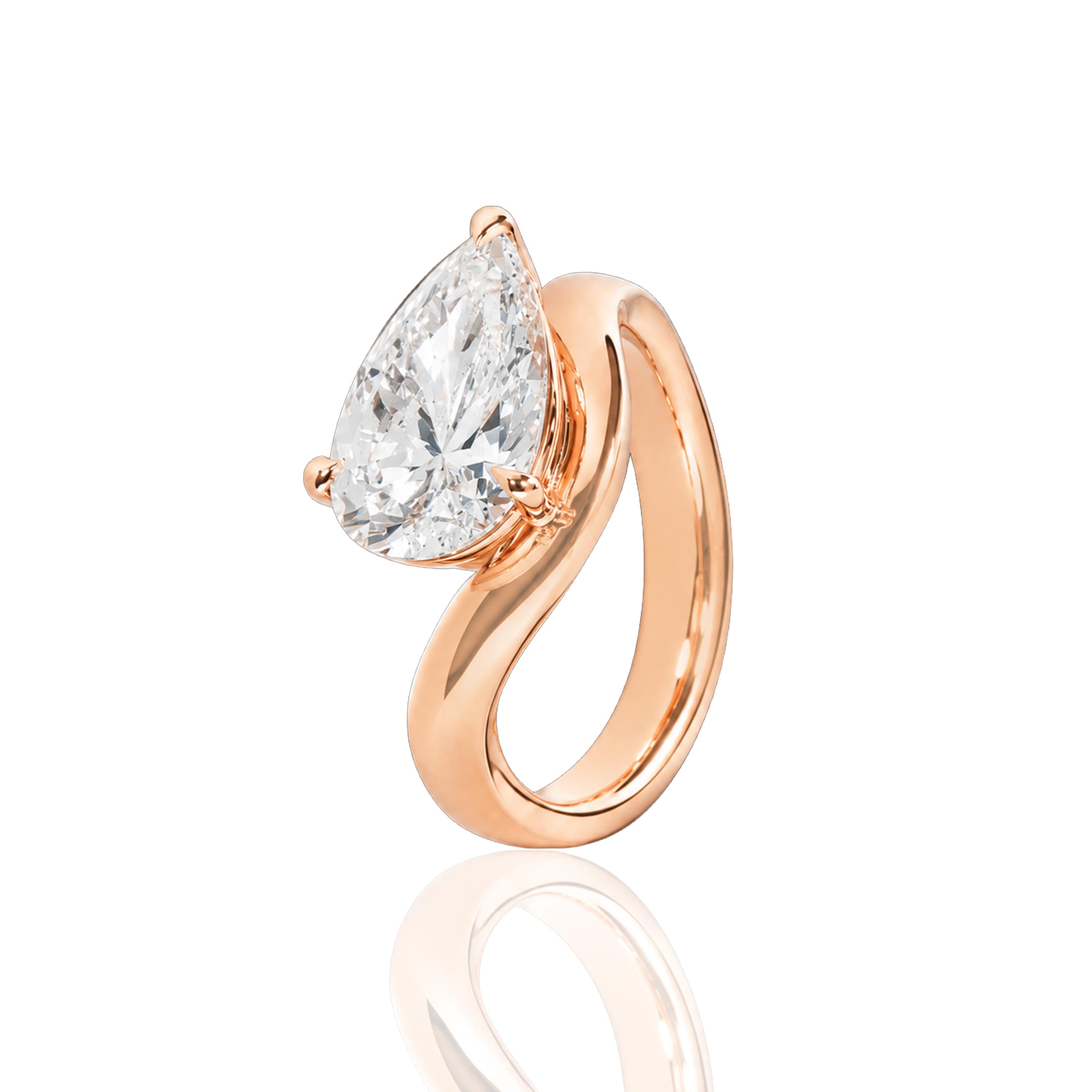 Rose Gold Teardrop Solitaire Ring