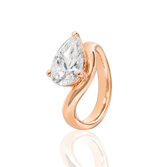 Rose Gold Teardrop Solitaire Ring