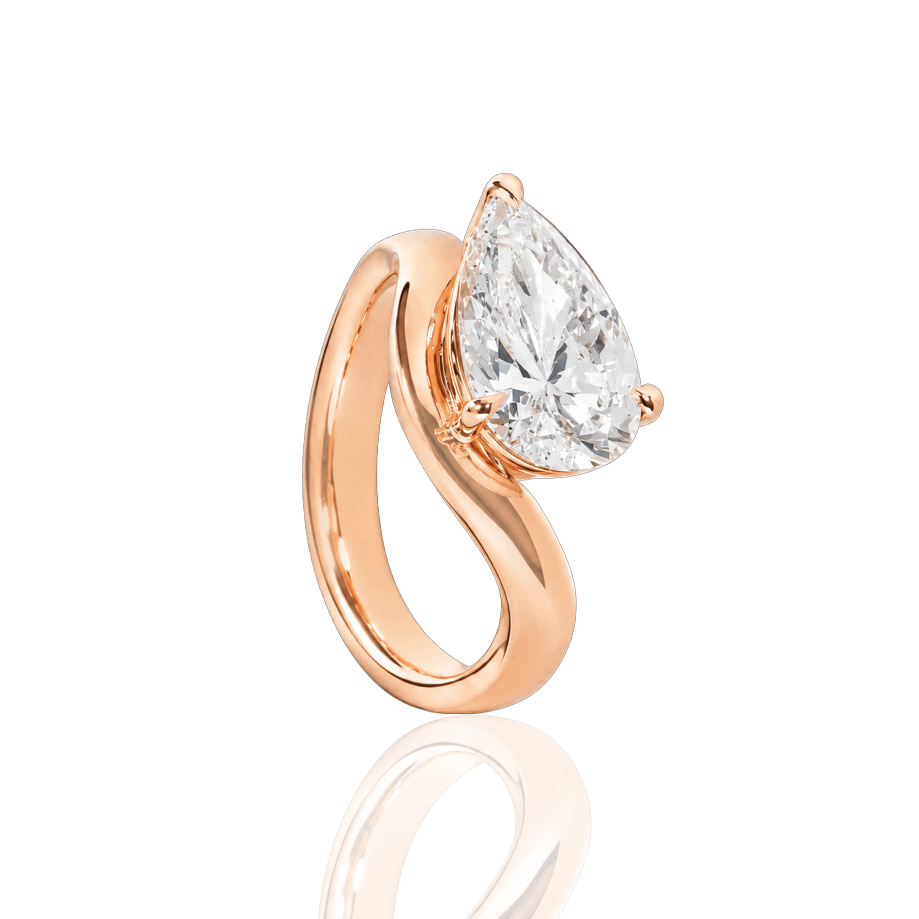 Rose Gold Teardrop Solitaire Ring