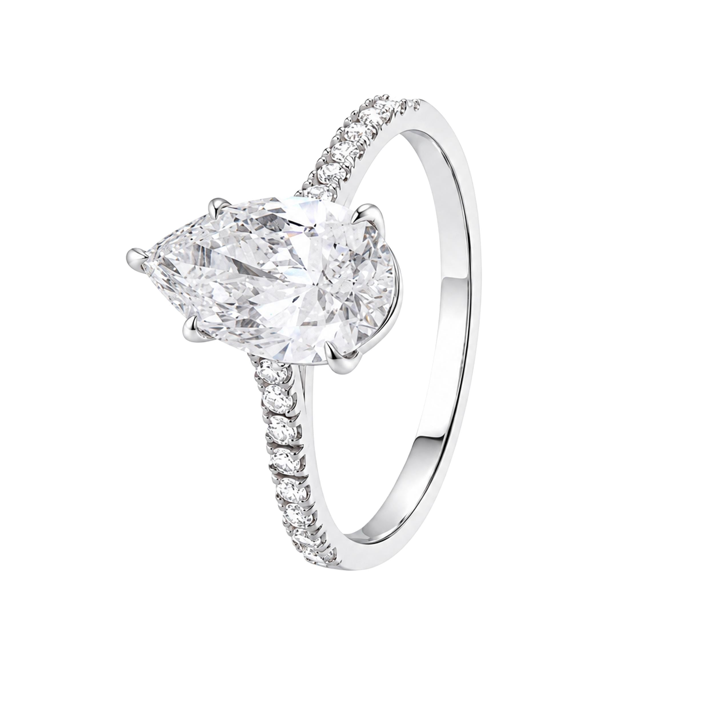 Pear-Cut Diamond Solitaire Ring