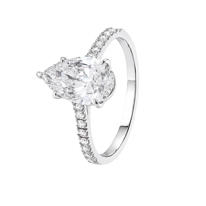 Pear-Cut Diamond Solitaire Ring