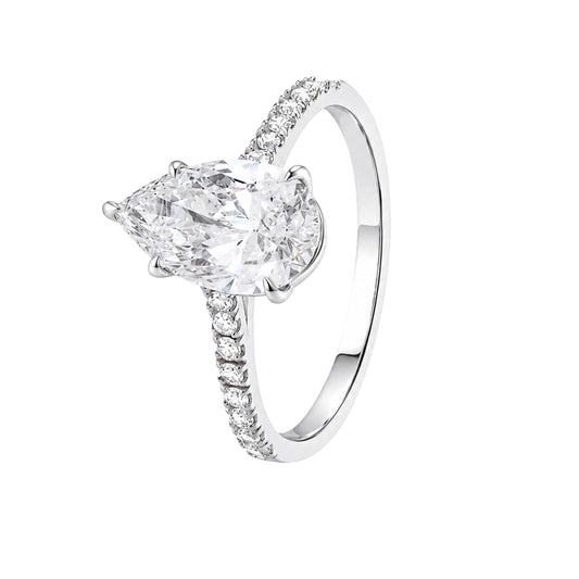 Pear-Cut Diamond Solitaire Ring