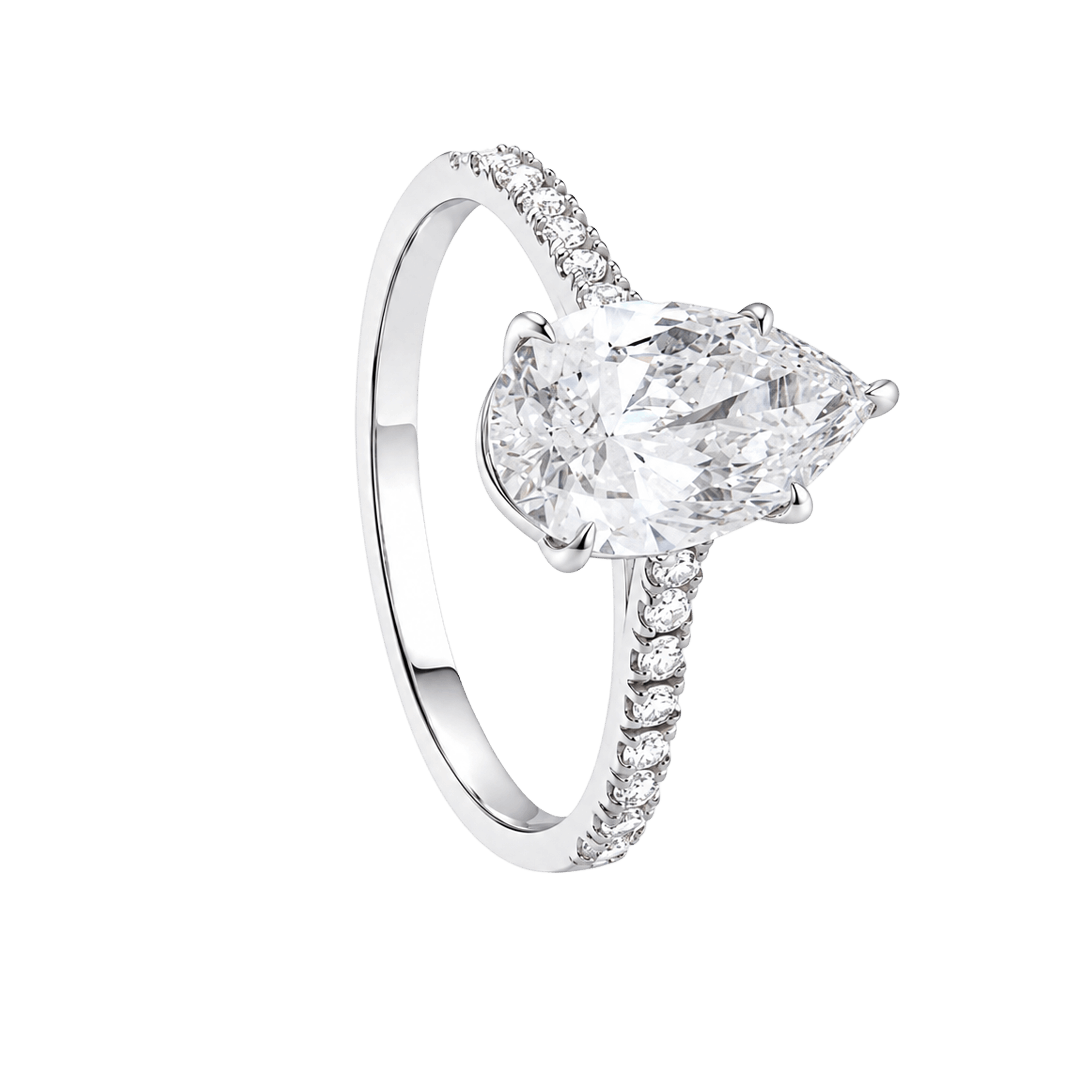 Pear-Cut Diamond Solitaire Ring